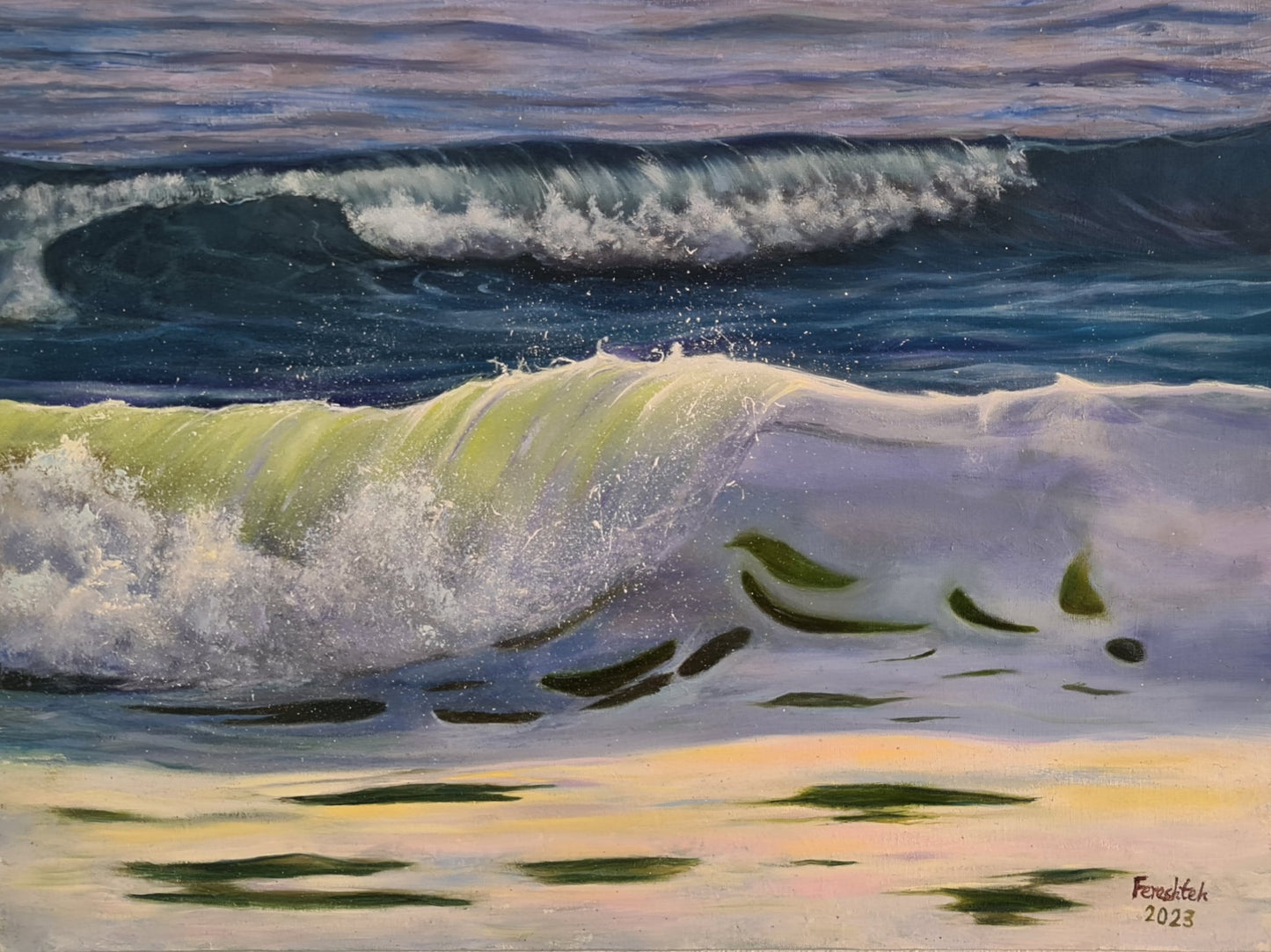 Original wave Artwork ,Seascape Ocean Painting